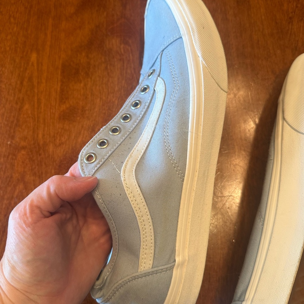Vans Light Blue and White Sneakers, size 13